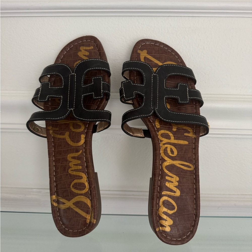 Sam Edelman Black and Brown Slide Sandals